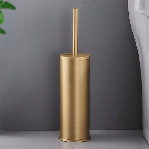 Tuqiu Toilet Brush Holder Aluminum Bathroom Clearing Lavatory Floor TypeToilet Brush Holder Bath Hardware Brushed Gold/Black