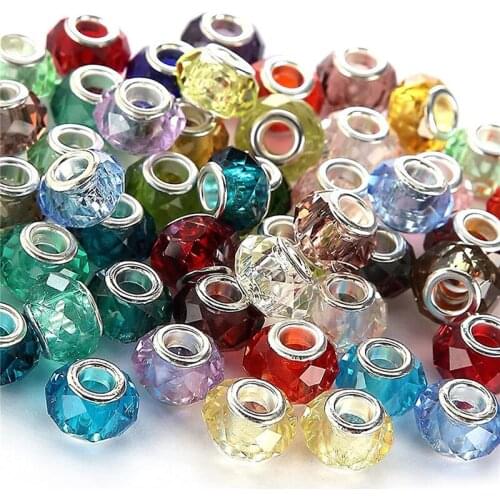 20Pcs 5mm Large HoleCut Faceted Beads Fit Pandora Bracelet Bangle Earrings Bead European Beads Chain Necklace for Jewelry Making