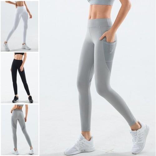 Quick Dry Sportswear For Women Fitness Wear Running Riding Clothing Hips Pants Female Gym Sport Leggings With Pocket Trousers