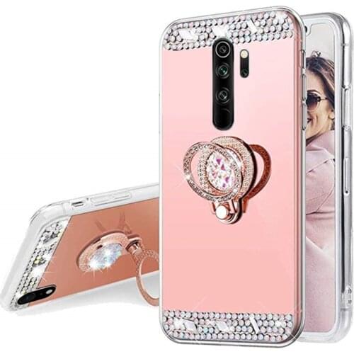 On Redmi Note 8 Pro Case Mirror silicone Ring Cover For Xiaomi Mi 10 9 Note 8T 9S Redmi 6A 7A 8A Redmi Note 5 6 7 Pro Phone case