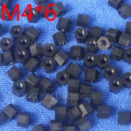 M4*6 Black 1pcs Nylon Standoff Spacer Standard M4 Plastic Female-Female 6mm Standoff Repair accessory High Quality
