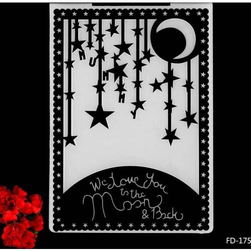DABOXIBO The Moon And The Stars DIY Paper Cutting Dies Scrapbooking Plastic Embossing Folder Size 10.5*14.5cm
