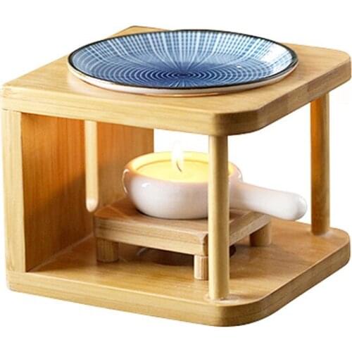 Home&Party Decor Natural Bamboo Art Aroma Oil Lamps ceramic Incense Burner Candle Essential Oil Heater