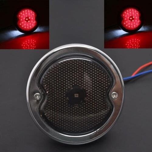 Smoke Lens Cafe Racer Round LED Vintage Running Brake Tail Light For Harley Honda Scooter Cruiser Dirt Bike Chopper ATV Kawasaki