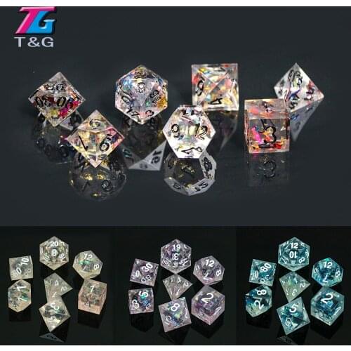 Delicate Colorful Sharp EdgeBeautiful Dice Set 7pcs/set D4-D20 with DND RPG Gift Roleplay Math Teaching Playing Tabletop Games