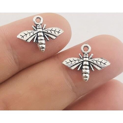 JINDINSP 30pcs 17x14mm Antique Silver Color Bee Charms Pendant For Jewelry Making DIY Jewelry Findings earring charms