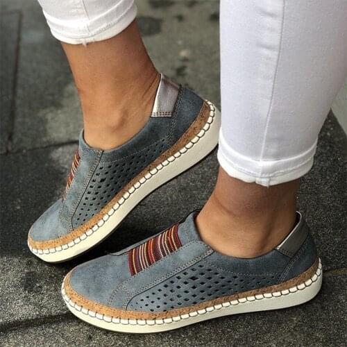 Women Slip on Sneakers Large Size Casual Single Shoes Flat Sneakers Breathable Hollow Out Casual Shoes Ladies