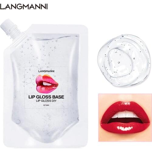 Langmanni Clear Lip Gloss Base Oil Non-Stick DIY Transparent Lipstick Raw Material Gel Lips Pump Makeup Cosmetics 20ml /50ml