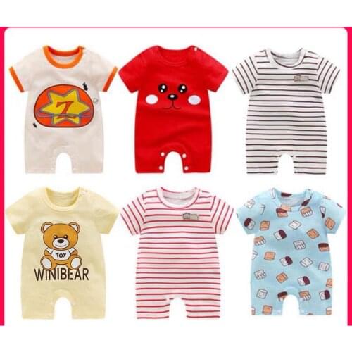 Newborn Baby Summer Rompers 100% Cotton Infant Short Sleeve Climbing Suit Baby Jumpsuit Cartoon Bear Baby Boys Girls Clothes