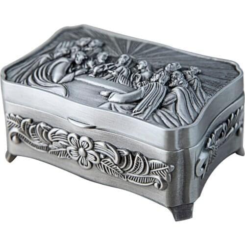 Christian Angel Jewelry Box Metal Storage Box Zinc Alloy Christian Gift Decoration