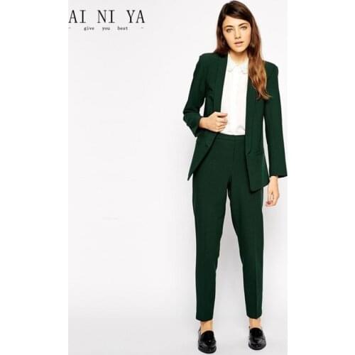 Fashionable ladies suit Turquoise Ladies Formal Pant Suits for Weddings Womens Business Suits Blazer