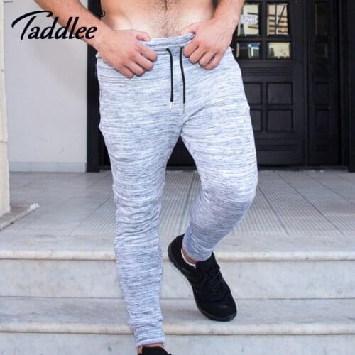 Taddlee Brand Legging Men Jogger Skinny Basic Cotton Gray Pants Active Sweatpants Ankle Trousers Fitness Gasp Bottoms