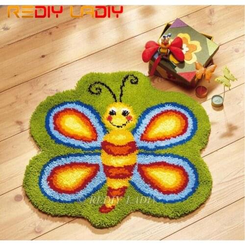 Latch Hook Kit Make Your Own Rug Colorful Bees Tapestry Crochet Cushion Mat DIY Carpet Rug Set Pre-Printed Canvas Hobby & Crafts