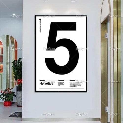 Helvetica Five 5 Gallery Wall Poster Modern Swiss Black And White Art Print FunnyQuote Art Minimalist Graphic Design Home Decor