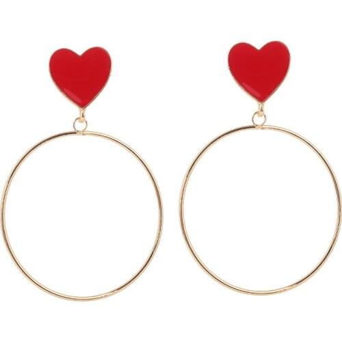 New Hyperbole Drop Dangle Earrings for Women Heart Alloy Hoop Earrings Aretes De Mujer
