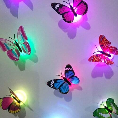 New Led Night Light 3D Glowing Butterfly Wall Sticker Room Decor Butterflies for Decoration Lamp for Home Girl Childrens Gifts