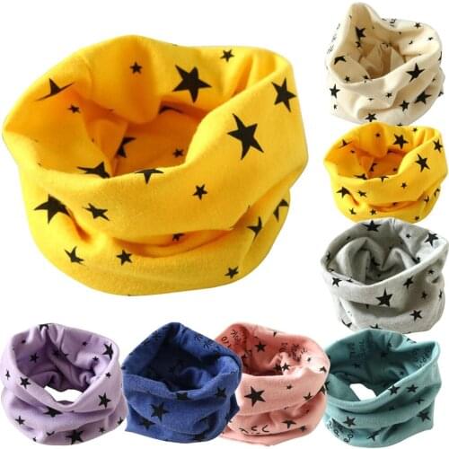 Autumn Winter Cotton Scarf Baby Boys Giirls Fashion Star Print O Ring Scarf Kids Collar Bibs Children Neckerchief Scarves Baby