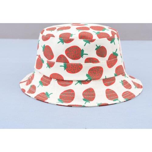 LDSLYJR 2021 cotton fruit strawberry Bucket Hat Fisherman Hat outdoor travel hat Sun Cap Hats for child boy and girl 22