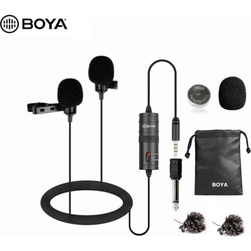BOYA BY-M1DM Dual Head Lavalier Microphone for iPhone Xiaomi HUAWEI OPPO Smartphone Camera Camcorder Audio Recorder Vlog Record
