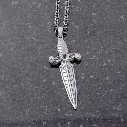 Vintage weapon tag Jewelry on the neck dagger sword pendant necklaces for women retro hip hop Mens chain necklace