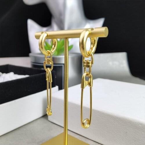 Hot new big design gold hip-hop rock jewelry stick pin earrings design long punk party men and women earrings stud girls gift