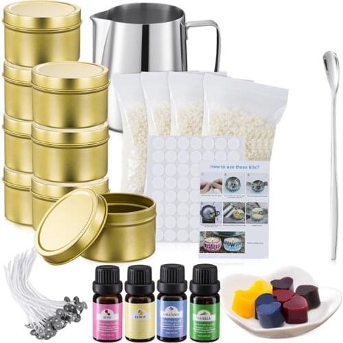 Candle Making Kit Supplies, Soy Wax DIY Candle Craft Tools for Adults and Kids, Including Melting Pot, Soy Wax, Rich Scents, Dye