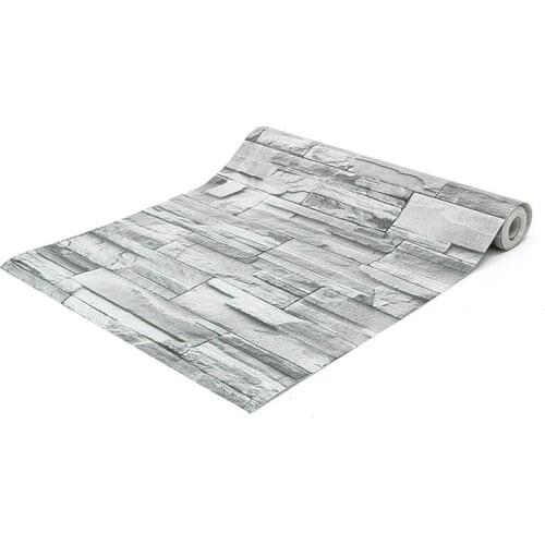 10*0.45m 3D Green Brick Rustic Wallpaper Self Adhesive Wallpaper Home Living Room Decoration Wall Sticker Roll Wear-resistant