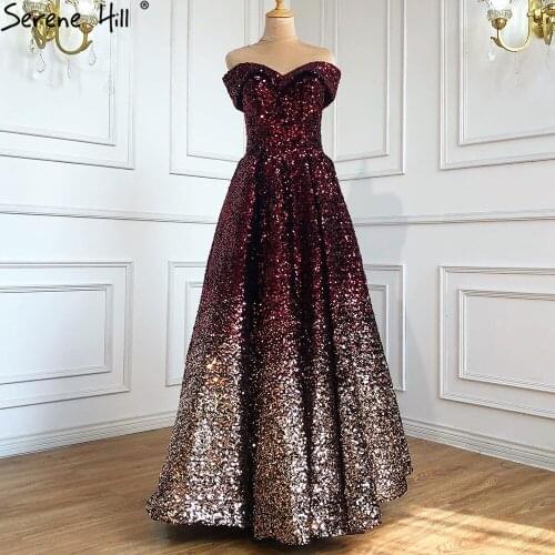 Serene Hill Wine Red A-Line Luxury Evening Dresses Gowns 2021 Sweetheart Sparkle Sexy For Women Party BLA71016