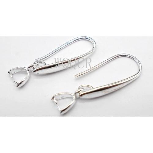 10PCS 925 Silver Smooth Irregular Circle Surface Womens Matte Ear Hook Earrings Blank Base DIY Jewelry Making Result Accessory