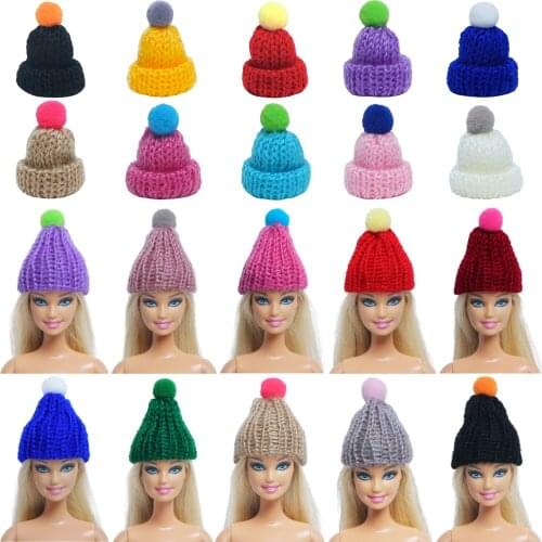 5 Pcs Random Doll Hat Cute Knit Cap Headdress Fashion Headwear Daily Dress Up Clothes for Barbie Dolls Accessories DIY Girl Toys