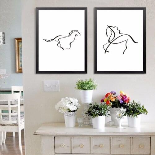Nordic Minimalist Horse Canvas Painting Black and White Poster Wall POP Art Canvas Wall Pictures for Living Room Home Decor