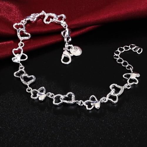 Special offer fashion 925 sterling silver Bracelet for woman romantic heart chain fine jewelry Wedding party student lady gifts