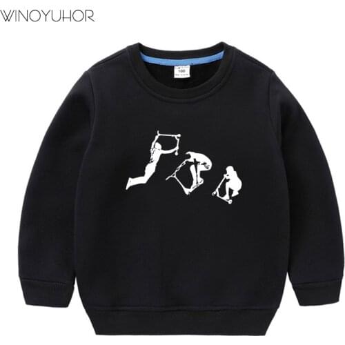 Stunt Scooter In Action Rider Scoot Sweatshirts Children 2020 New Winter Long Sleeve Hoodies Baby Boys Girls O-neck Pullovers