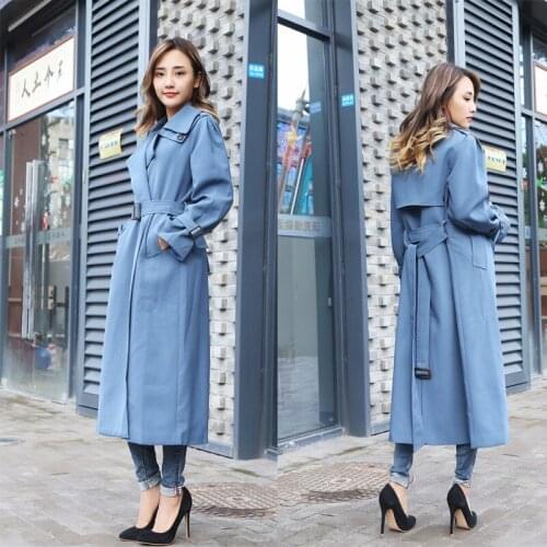 Trench Coats Womens 2020 New Spring Autumn Chic Slim X Long Plus Size 4XL 5XL Belt Windbreaker Female Outerwear