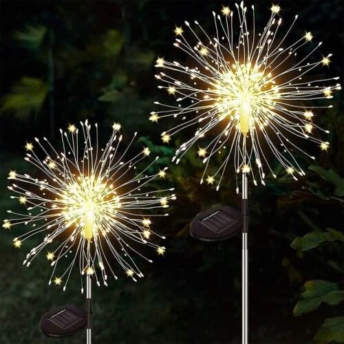 Outdoor Solar Garden Lights 2 Pack 180 LED Copper Wire Firework Starburst Lights Waterproof Landscape Lights for Lawn Backyard