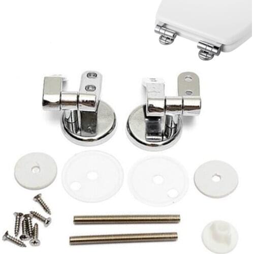 Universal Adjustable Pair of Replacement Chrome Toilet Seat Hinge Set With Fittings One Pair Chrome Effect Toilet Seat Hinges