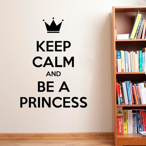 Keep Calm Vinyl Wall Decal Crown Princess Lady Woman Girl Room Decoration Art Stickers Wallpaper Bedroom Home Decor Mural Z658