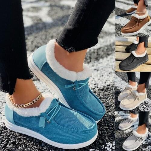 Women Boots Warm Plush Furry Shoes Women Shoes New Waterproof Slip-on Winter Ankle Boots Female 2021 Winter