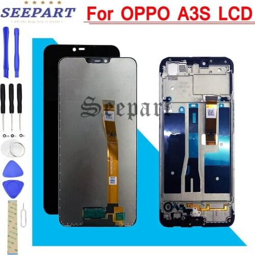 6.2 inch LCD For OPPO A3S CPH1803 LCD Display Screen Touch Panel Digitizer sensor with frame Assembly For OPPO A5 Full Display