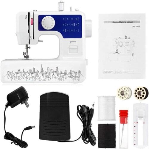 1602 Household Mini Sewing Machine Electric Multi-function with Lamp Sewing Machine Stitches DC Power Foot Pedal