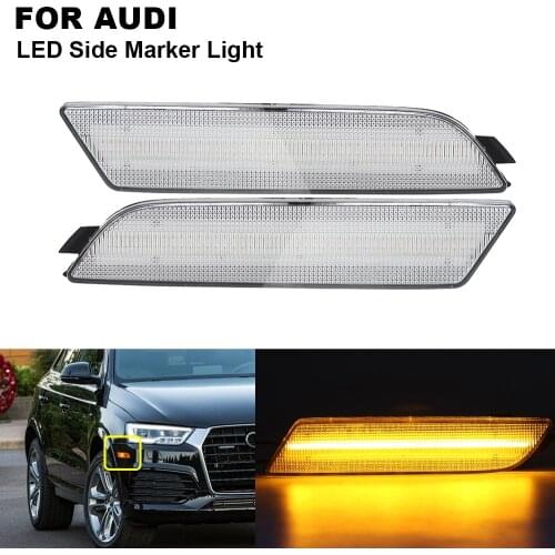 2PCS Clear Amber Front Bumper LED Side Marker Light For AUDI Q3 2015 2016 2017 2018 2019 2020 Car Accessories