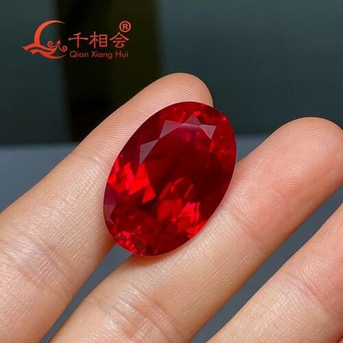 20*30mm 59.3ct Natural cut red color oval shape artificial ruby corundum gem stone for jewelry making
