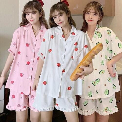 2021 Summer Short Sleeve Print Pajama Sets for Women Korean Cute Shorts Sleepwear Suit Pyjama Homewear Pijama Mujer Home Clothes