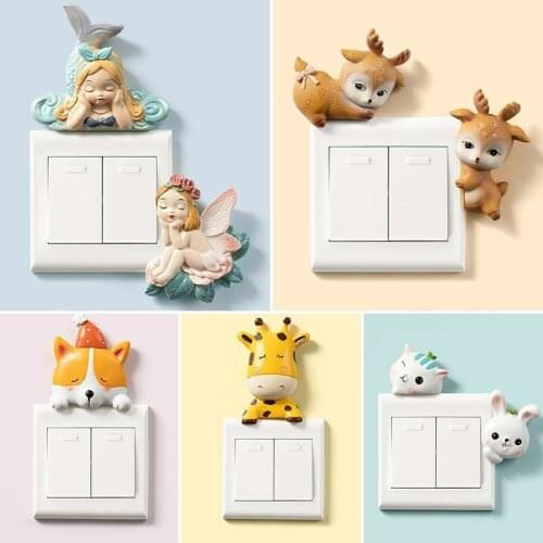 3D Stereo Resin Switch Decoration Wall Sticker Living Room Bedroom Household Modern Simple Wall Socket Switch Protective Cover