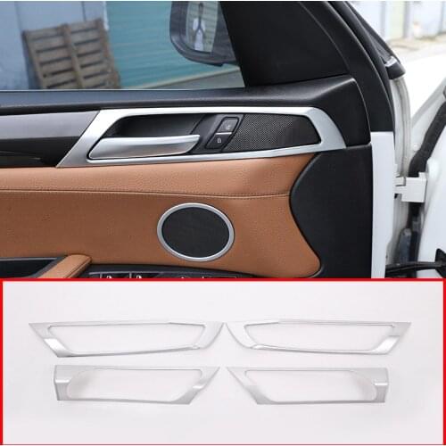 4pcs Matte Silver For BMW X3 F25 2014-2017 ABS Plastic Car Interior Door Handle Frame Trim Accessories