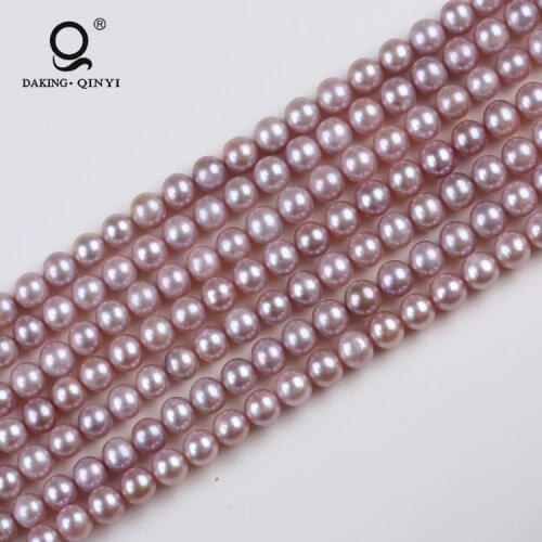 8-9mm Natural Cultured Purple Round Freshwater Pearl Strands