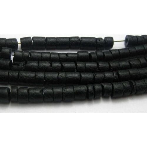 5 Strands of 22" Black Natural Coconut Heishi Beads 5mm