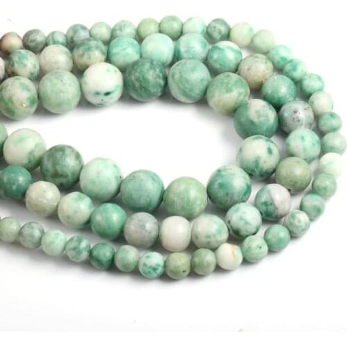 Natural Semi Precious Stone Beads Qinghai Green Circular DIY For Making Necklaces Bracelets And Earrings 6/8/10mm