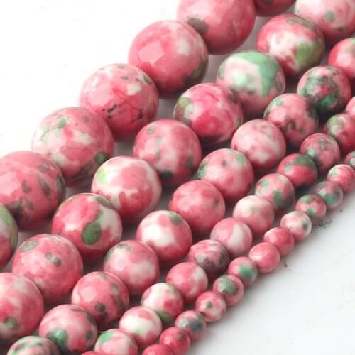 Round Beads 4-12 mm Pink Rain Flower Stone Beads For Jewelry DIY Charms bracelet Necklace Beads Accessories