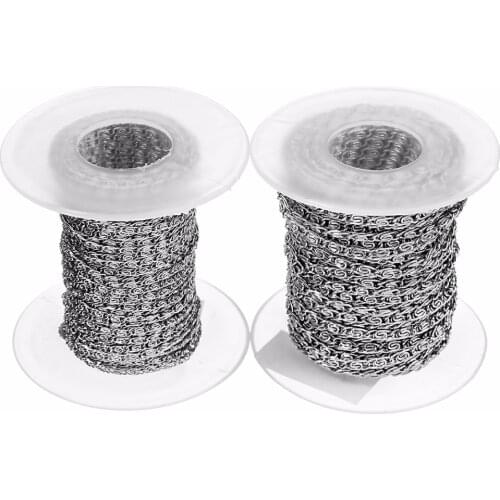 LOULEUR 10yards/roll 2/3mm Stainless Steel Necklace Chains Bulk Fit Necklaces Bracelets Link Chain Jewelry Making Findings